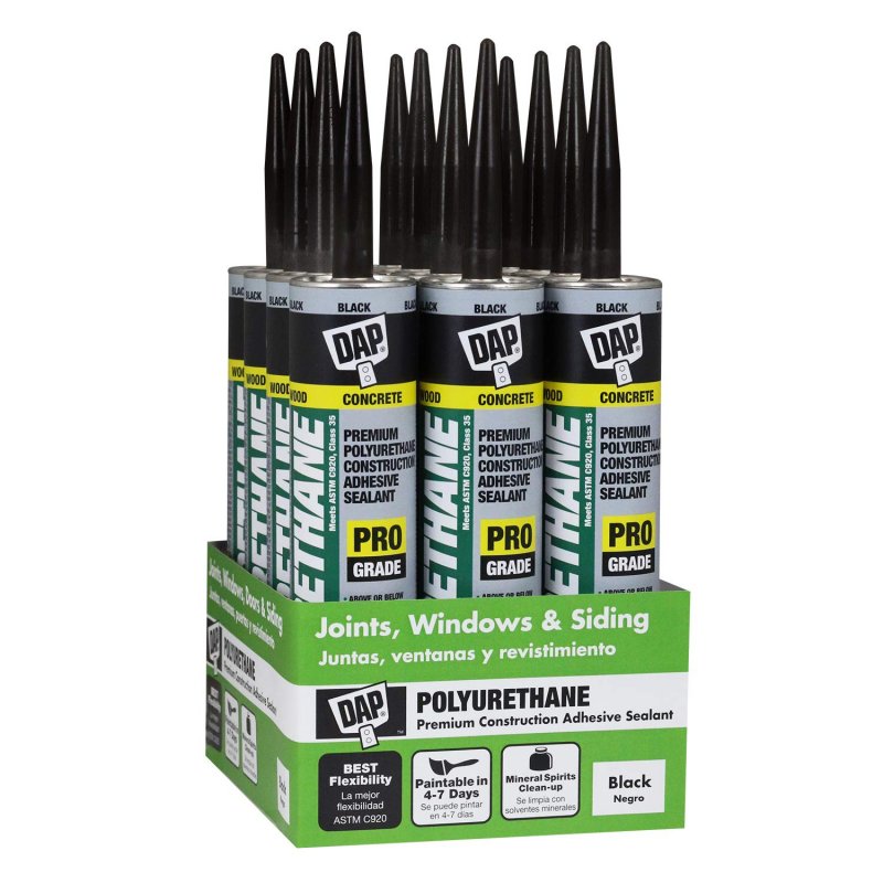 Polyurethane Premium Construction Adhesive Sealant Black 10 1 Oz Cartridge Waterproof Commercial Grade For Windows Doors And
