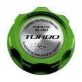 Vms Racing Green Oil Cap With Silver Turbo Emblem In Cnc Machined Billet Aluminum Compatible Honda Acura Integra