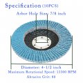 Waltyotur 10-pack Flap Discs Grinding Wheel 80 Grit 4-1 2 X 7 8 Angle Grinder Sanding Zirconia Abrasive Type 29 Disc