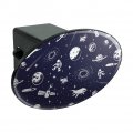 Space Pattern With Stars Planets Aliens Astronauts Spaceships Dogs Oval Tow Trailer Hitch Cover Plug Insert