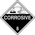 Accuform Signs Mpl801vp1 Plastic Hazard Class Dot Placard Legend Corrosive 8 With Graphic 10-3 4 Width X Length White On Black 