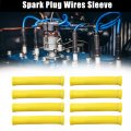 X Autohaux 8 Pcs High Heat Shield Engine Spark Plug Wire Boots Protector Sleeve Cover For Car Yellow