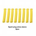 X Autohaux 8 Pcs High Heat Shield Engine Spark Plug Wire Boots Protector Sleeve Cover For Car Yellow