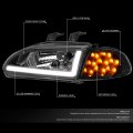 Pair Black Housing Led Drl Turn Signal Headlight Corner Lamps Compatible With Honda Civic Coupe Hatchback 92-95
