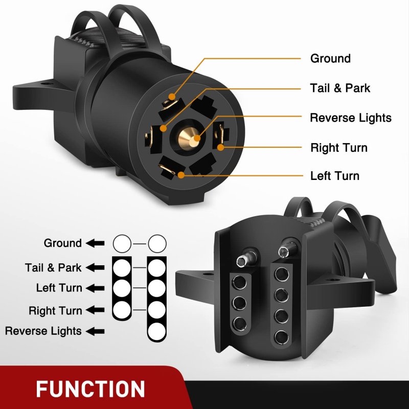 Nilight 7 Pin Round To 4 5 Flat Blade Trailer Light Adapter 2 In 1 Plug Way Connector For Tow Hitch Car Rv Boat Truck Years