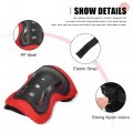 Uxcell Skating Bike Skateboard Sports Protective Palm Wrist Elbow Knee Support Brace Set Red Black