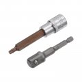 Uxcell T30 Torx Bit Socket 1 2 Square Drive Cr-v Sockets S2 Steel Bits 4 Length With Hex Shank Power Drill Adapter