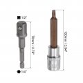 Uxcell T30 Torx Bit Socket 1 2 Square Drive Cr-v Sockets S2 Steel Bits 4 Length With Hex Shank Power Drill Adapter