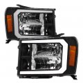 Tlaps 7422452957986 For 2007-2013 Gmc Sierra 1500 2007-2014 2500 3500 Hd Drl Led Strip Bar Black Housing Headlights With Amber 