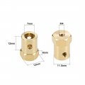 Uxcell Hex Coupler 7mm Bore Motor Brass Shaft Coupling Connector For Car Wheels Tires 4pcs
