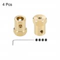 Uxcell Hex Coupler 7mm Bore Motor Brass Shaft Coupling Connector For Car Wheels Tires 4pcs