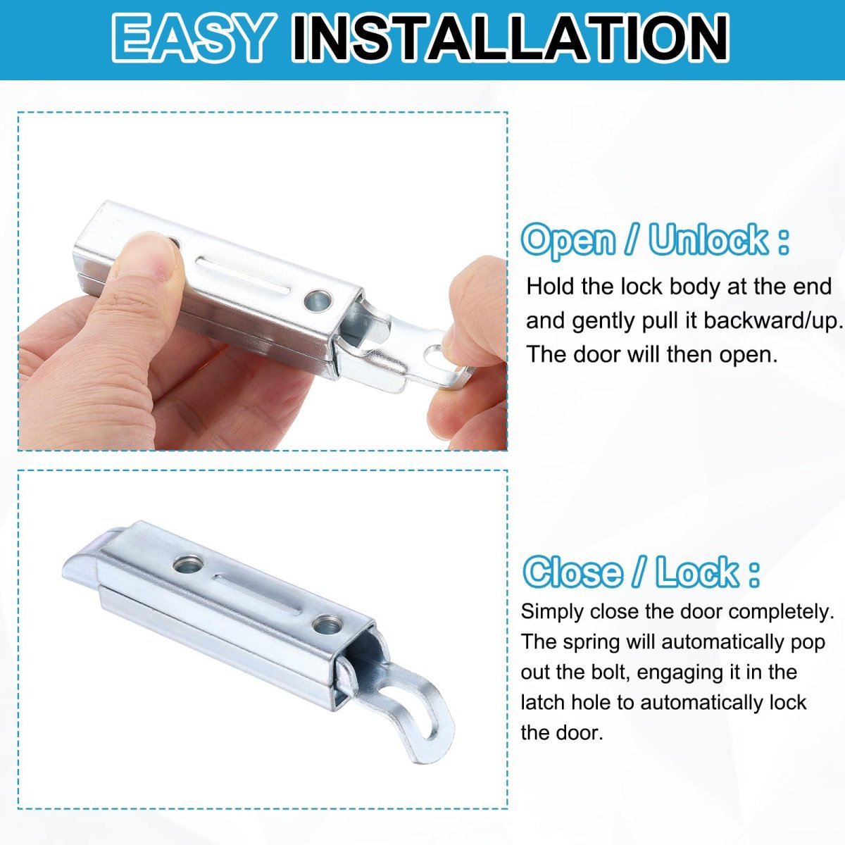Slide Entry Slam Latch 2 Pack 4 6 In Automatic Spring Door Bolt Lock Zinc Plated Iron Cabinet Hardware For Industrial And Home