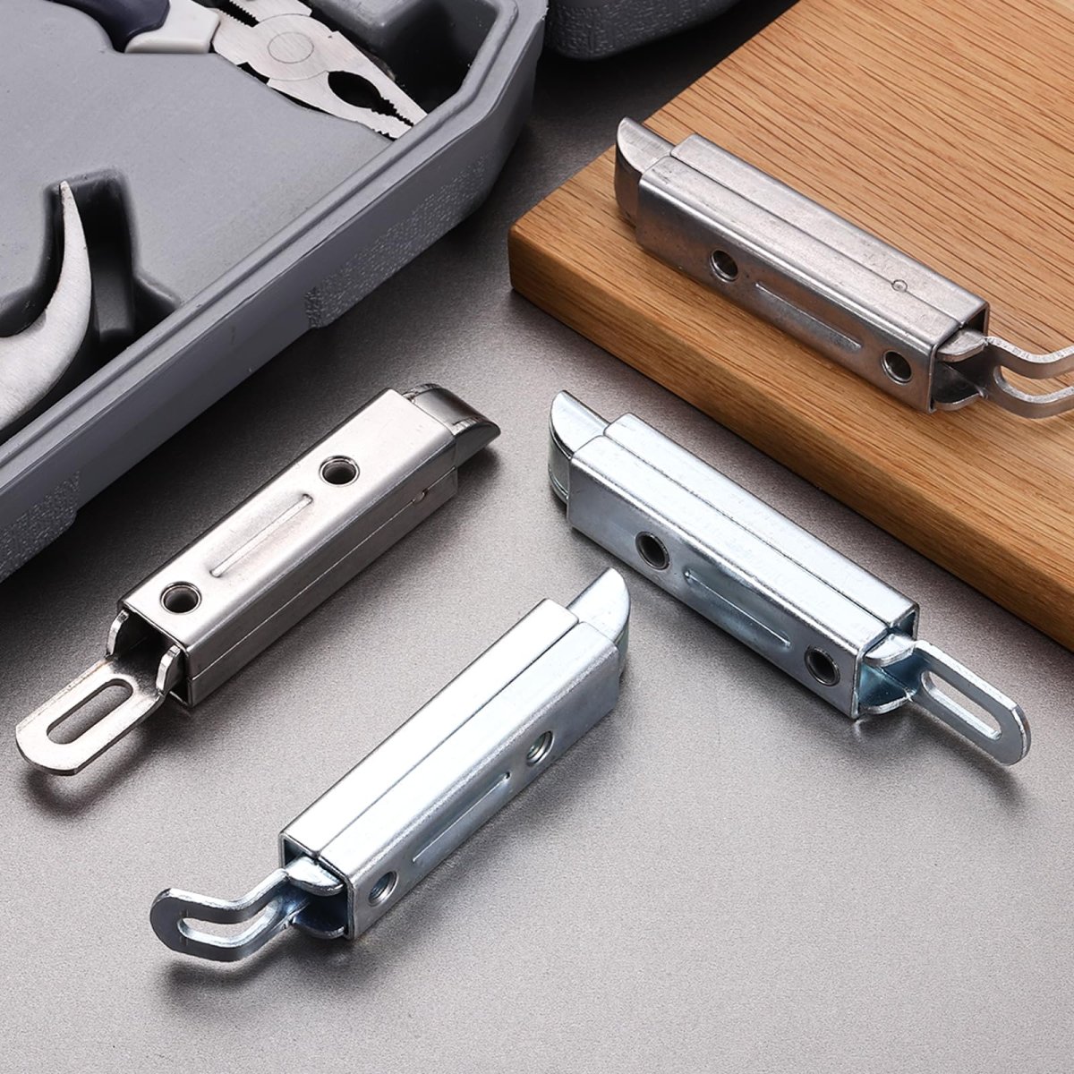 Slide Entry Slam Latch 2 Pack 4 6 In Automatic Spring Door Bolt Lock Zinc Plated Iron Cabinet Hardware For Industrial And Home