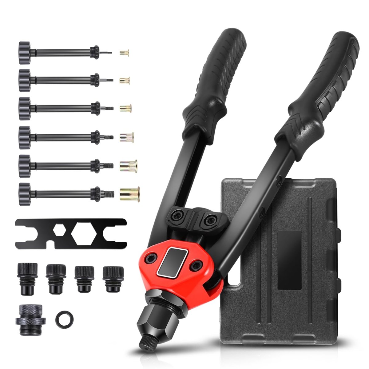 12 In Rivet Nut Tool Set 80 Piece Hand 2 1 Kit With Metric And Sae Mandrels For Home Office Warehouse
