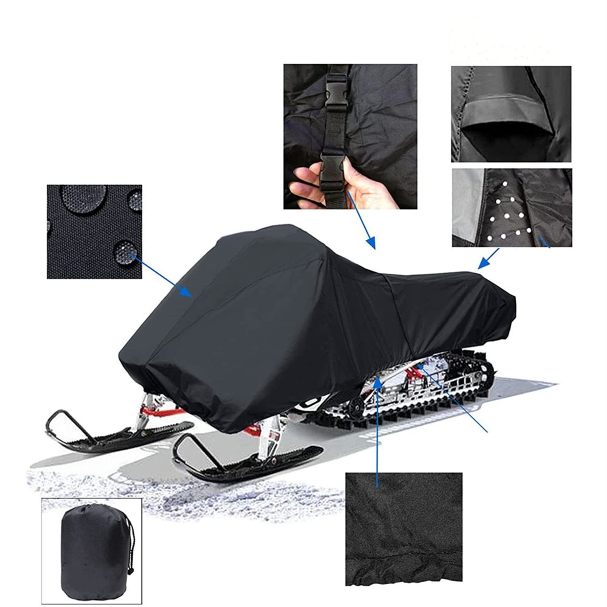 Snowmobile Storage Cover Replacement For Universal Car 229cm Long 130cm Wide And 128cm High