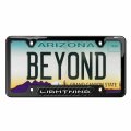 Ipick Image Compatible With Ford F-150 Lightning Real Carbon Fiber Insert Gunmetal Stainless Steel License Plate Frame