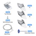 Garage Door Hinge Roller Tune Up Kit Set 6200zz Blue Without Cover Self-drilling Screws Hinge Top Bracket Wire Rope For 8 X 7ft