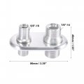 X Autohaux Car 2 Port Inline Firewall Bulkhead Air Condition Heater Fitting Polished Billet Silver Tone