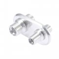 X Autohaux Car 2 Port Inline Firewall Bulkhead Air Condition Heater Fitting Polished Billet Silver Tone