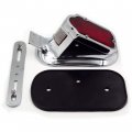 Httmt Xh3118b-a- Motorcycle Chrome Red Metal Tombstone Brake Tail Light Signal Compatible With Bike