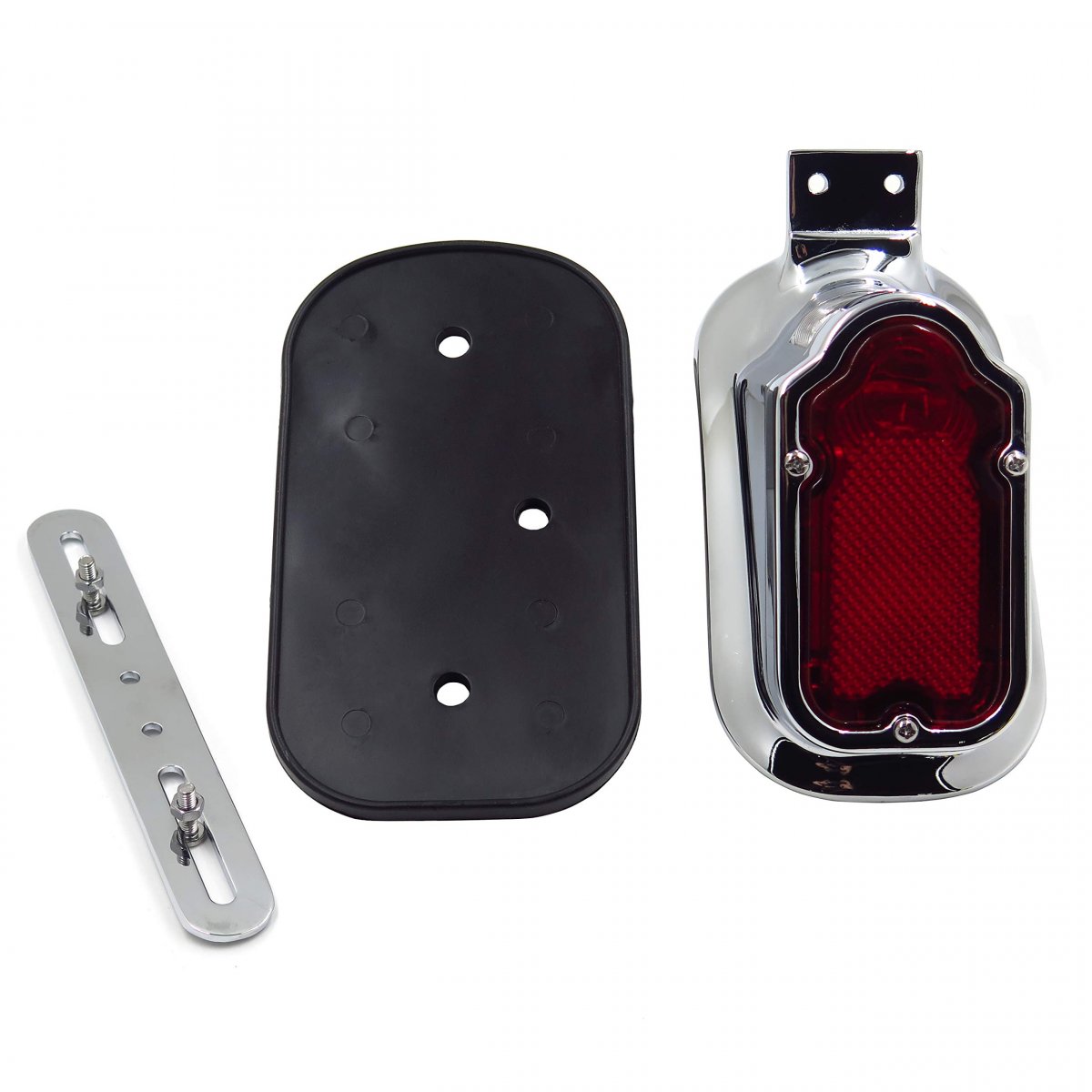 Chrome Red Metal Tombstone Brake Tail Light Signal For Motorcycles 12v Bulb Integrated Rear With License Plate Mount 7 5 In