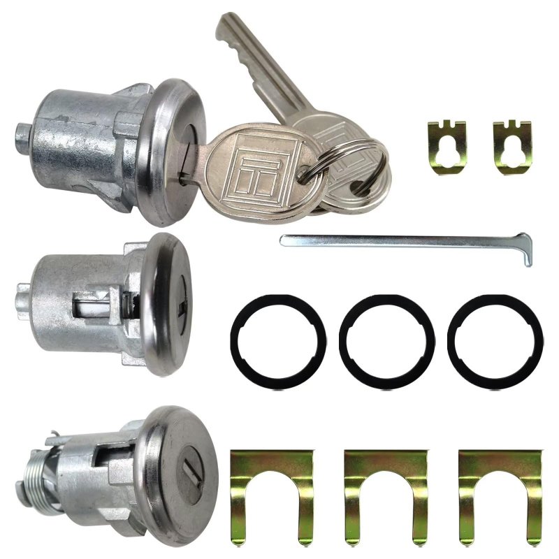 654394765282 Door Trunk Key Lock Set For Chevelle Malibu Monte Carlo And Camaro Silver Iron Corrosion Resistant Kit With 3