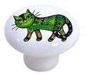 Carolina Hardware And Decor 2413 Green Abstract Cat Ceramic Cabinet Drawer Knob 
