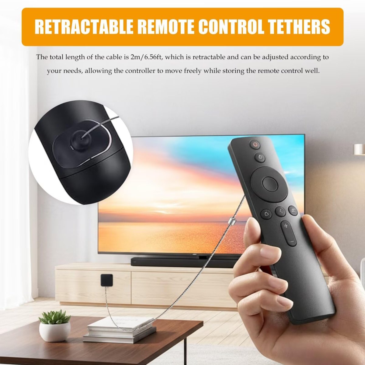 Retractable Remote Control Leash Locks 2 Pack 6 56 Ft Cable For Tv Remotes And Gaming Controllers Security Tether With Adhesive