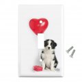 Border Collie Dog Heart Valentines Love Plastic Wall Decor Toggle Light Switch Plate Cover