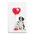 Border Collie Dog Heart Valentines Love Plastic Wall Decor Toggle Light Switch Plate Cover 