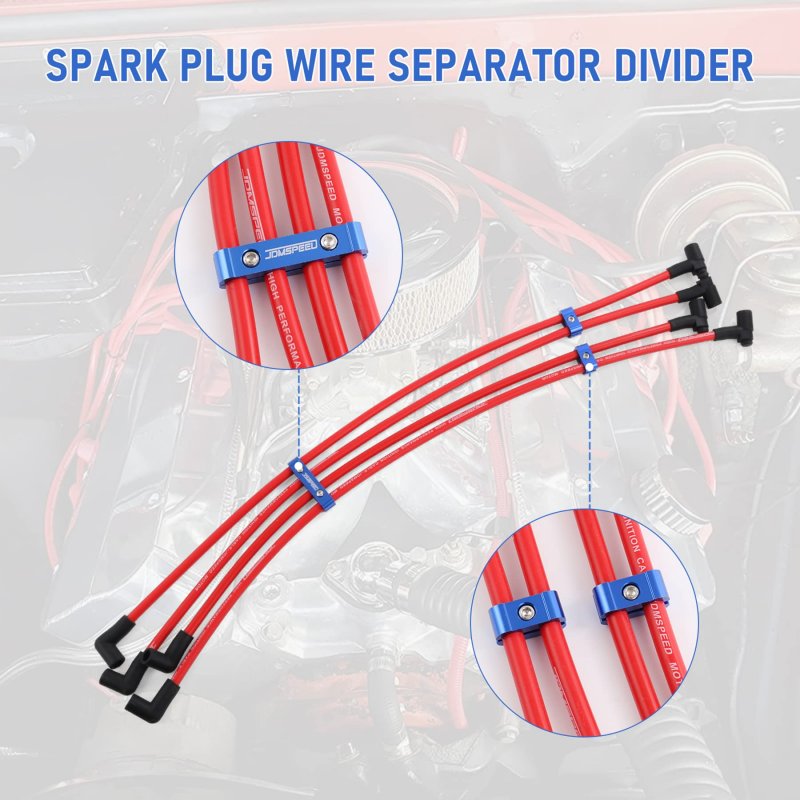 Engine Spark Plug Wire Separator Divider 8mm 9mm 10mm Blue 12pcs Replacement For 8 Cylinder Vehicles Racing Car