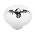 Winged Skull High Gloss Ceramic Drawer Knob 