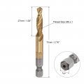 Uxcell Combination Drill And Tap Bit 1 4 Hex Shank M6 X Metric Titanium Coated High Speed Steel 4341 Spiral Flute Drilling