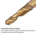 Uxcell Combination Drill And Tap Bit 1 4 Hex Shank M6 X Metric Titanium Coated High Speed Steel 4341 Spiral Flute Drilling