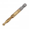 Uxcell Combination Drill And Tap Bit 1 4 Hex Shank M6 X Metric Titanium Coated High Speed Steel 4341 Spiral Flute Drilling