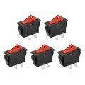 Uxcell Spst Boat Rocker Switch Red Toggle For Marine 2pins On Off Ac 250v 16a 5pcs