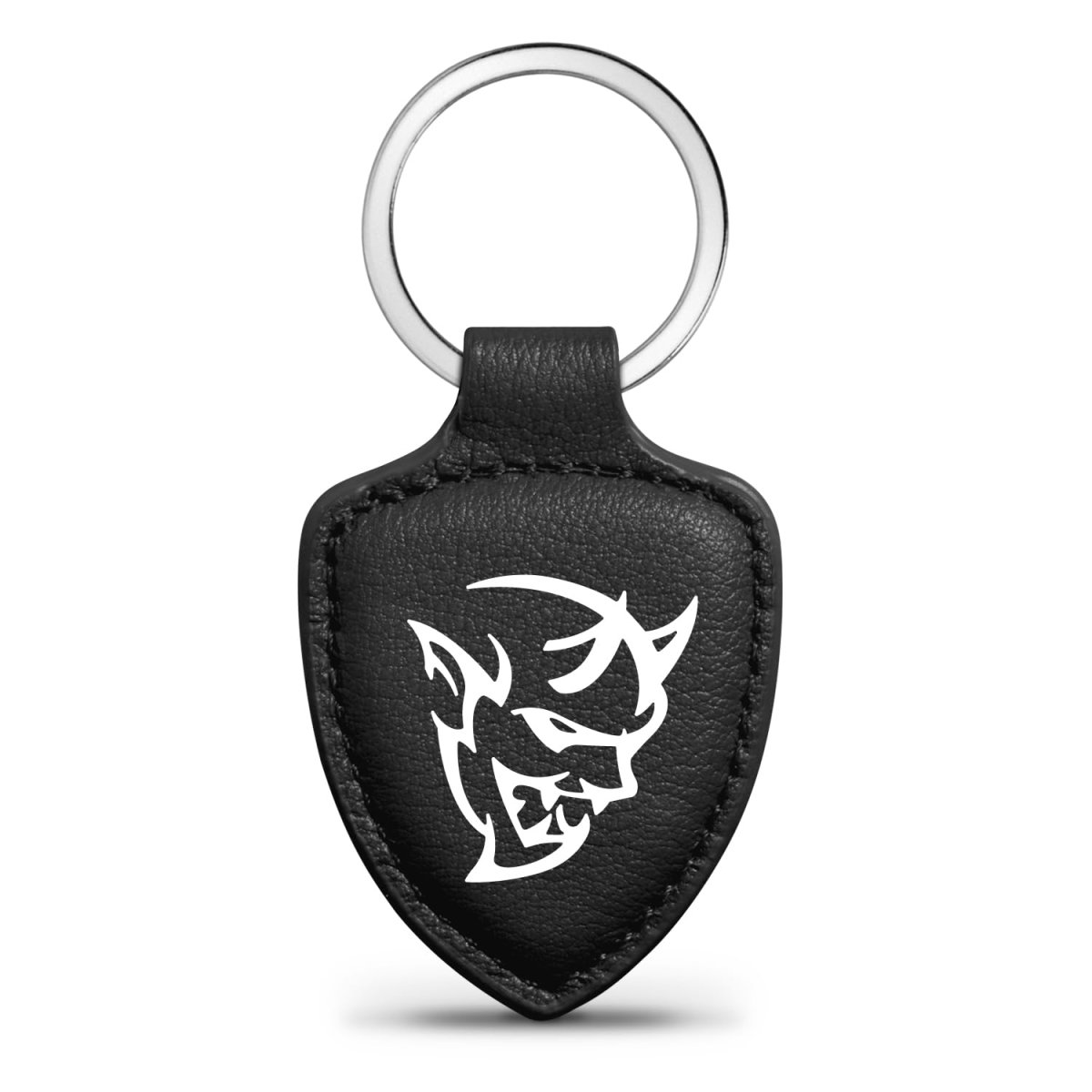 Dodge Demon Black Shield-shape Style Genuine Leather Key Chain Official Licensed