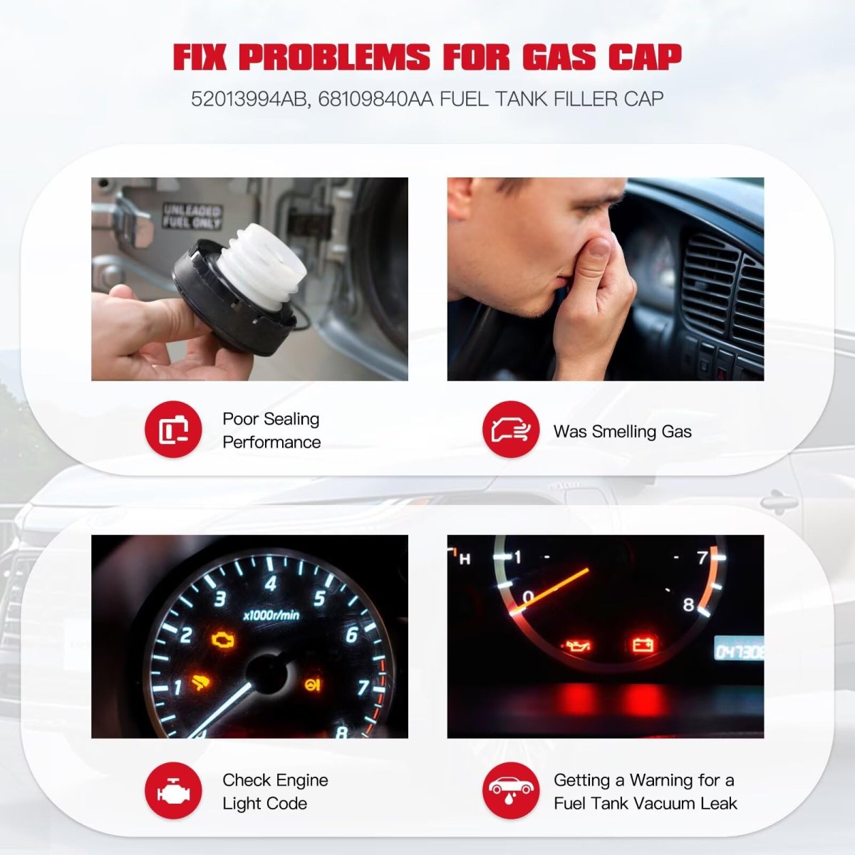 Fuel Tank Filler Cap Gas Replace 77300-07030 For 2015-2016 Toyota Highlander
