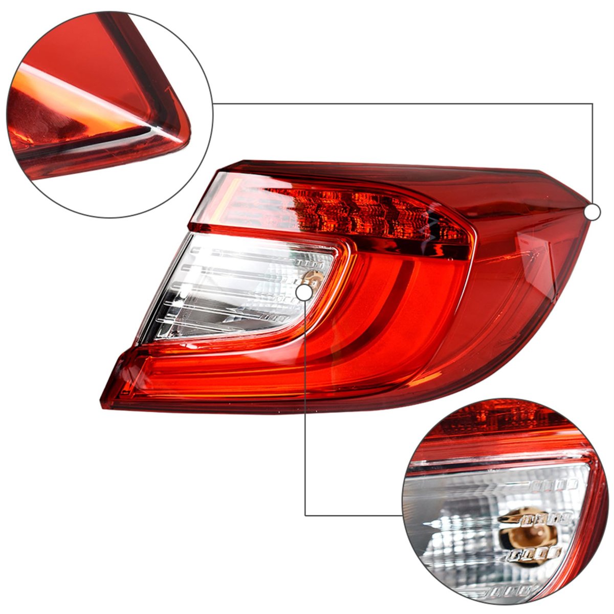 Tail Light Assembly For Honda Accord Sedan 2018 2019 2020 2021 2022 Left And Right Rear Brake Lamps Replacement 33500tvaa01