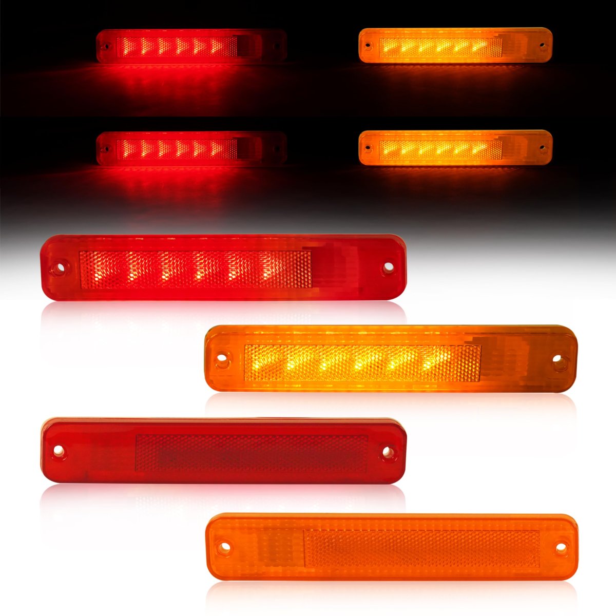 6pcs Tail Lights And Side Marker Light Fender Kit For 1973-1977 Ford F150 F250 E150 Econoline Bronco Red Amber Lens Mo-6336