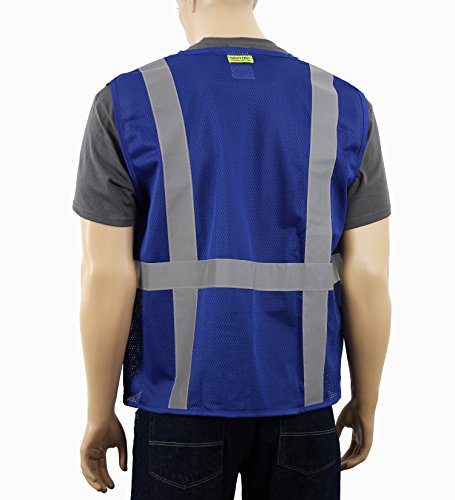 Safety Depot Mesh Reflective Vest with Zipper and Pockets Hi Vis Light Weight Msd1000 Royal Blue ...