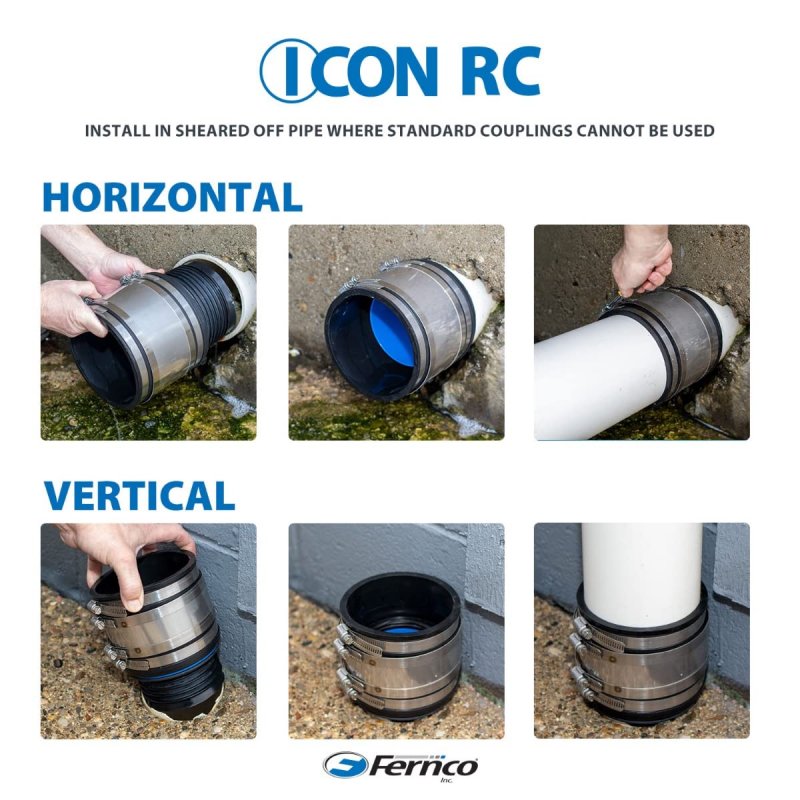 4 In Icon Rc Pushfit Dwv Coupling Sheared Off Pipe Connector With Shielded Coupler Plastic Cast Iron And Copper To Clay