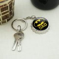 Batman Bat Dad Shield Logo Keychain Chrome Plated Metal Pop Cap Bottle Opener