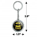 Batman Bat Dad Shield Logo Keychain Chrome Plated Metal Pop Cap Bottle Opener