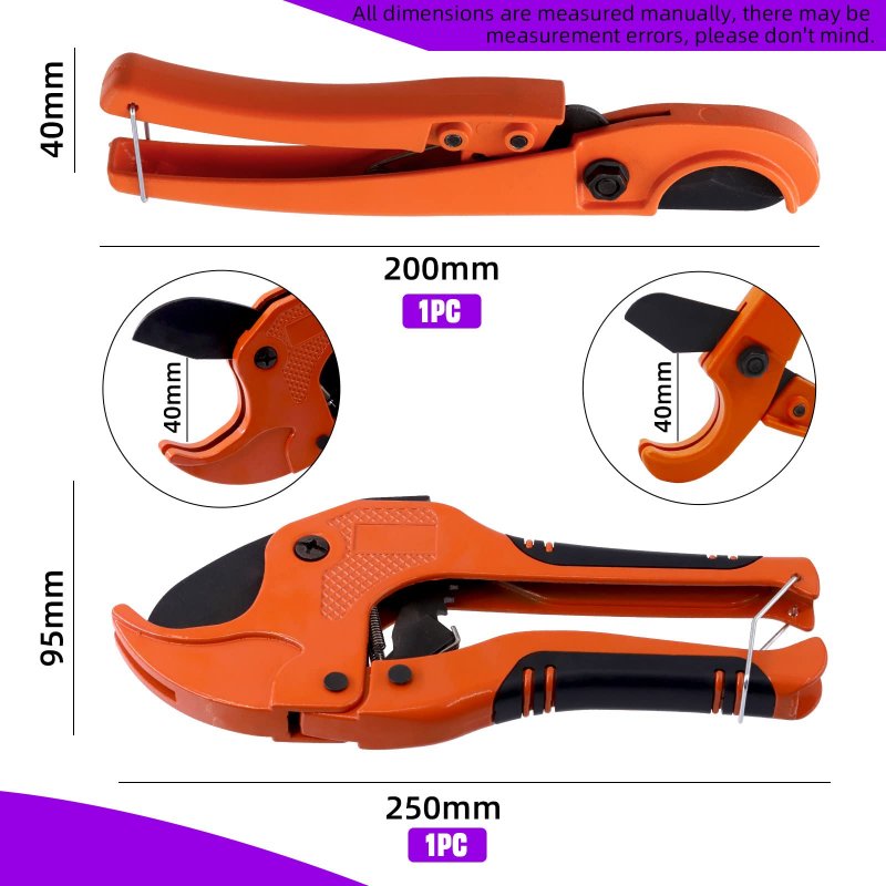 Swpeet 2pcs Aluminium One-hand Fast Pipe Cutting Tool Ratchet-type Straight Cut Cutters And Pvc Cutter For Plastic Hoses Pipes