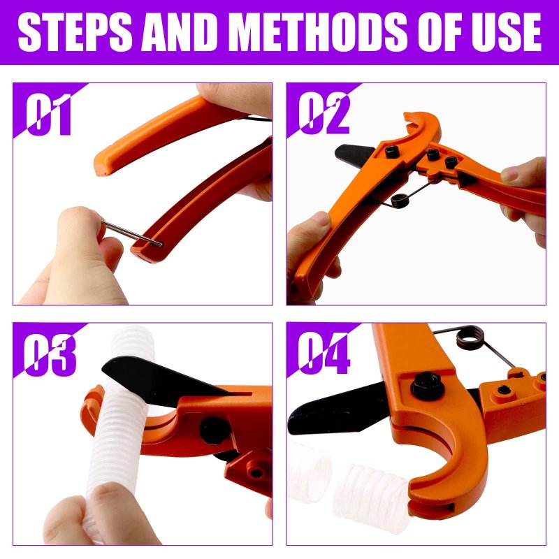 Swpeet 2pcs Aluminium One-hand Fast Pipe Cutting Tool Ratchet-type Straight Cut Cutters And Pvc Cutter For Plastic Hoses Pipes