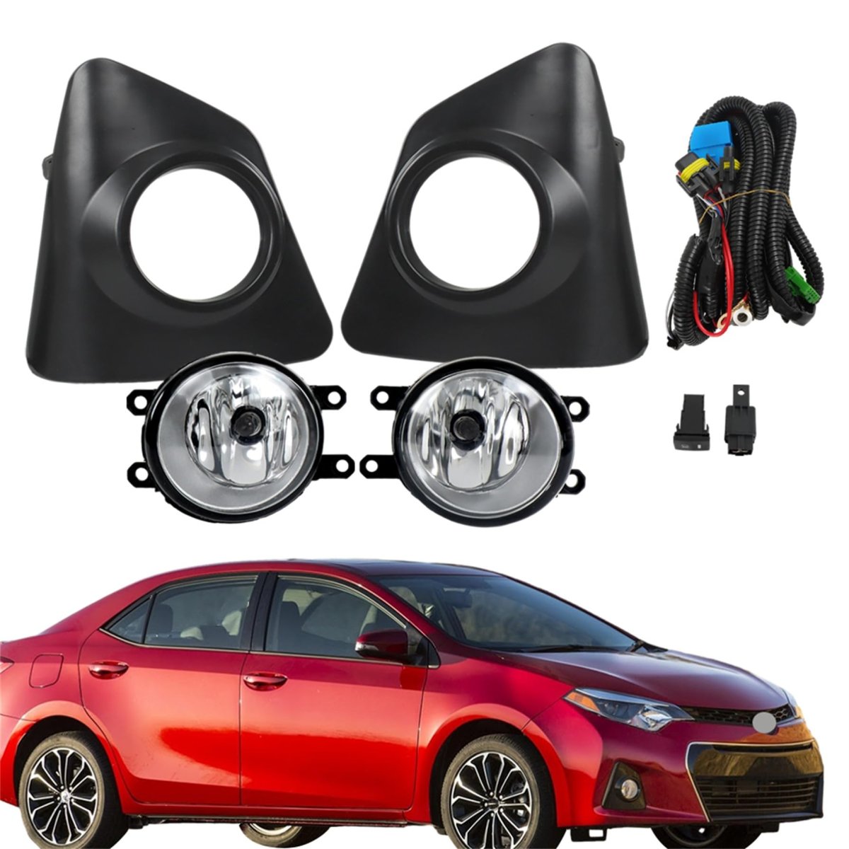 Pair Driving Fog Lamps Assembly Replacement For Corolla Sport Se S 2014 2015 2016 Lights Front Bumper 8148102480 8148202470