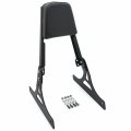 Httmt- Black Flame Backrest Sissy Bar W Leather Pad For H-d Softail Flstsc Fxst Fxstb Fxsts Fxstsb P N Mt142-f-bk