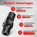 Steering Joints 9 16-26 Spline X 3 4 Smooth Round U-joint Shaft Black