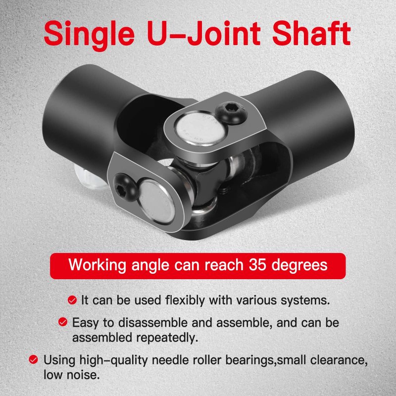 Steering Joints 9 16-26 Spline X 3 4 Smooth Round U-joint Shaft Black